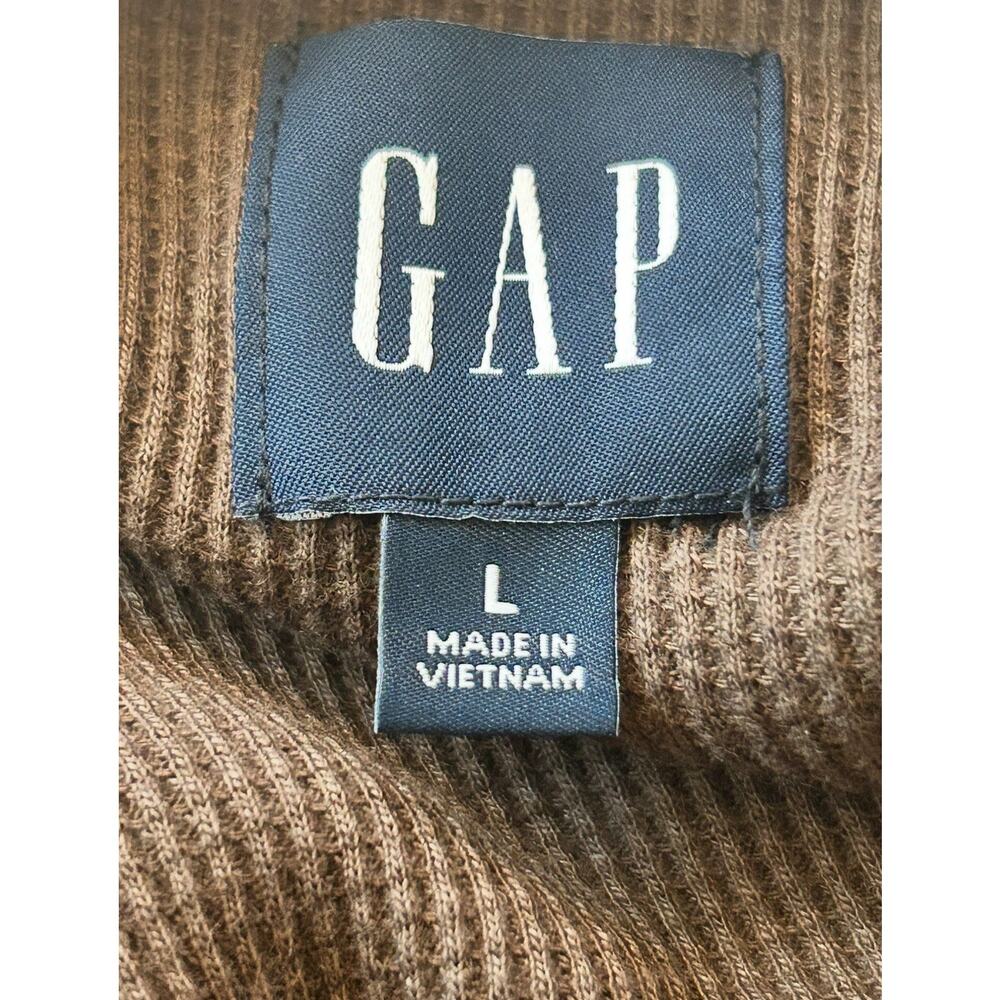 Gap Shirt Long Sleeve Thermal‎ Brown L Nwt - Picture 4 of 5